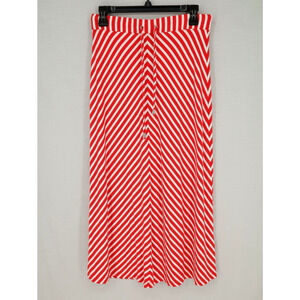 Joules Skirt Womens 6 Red White Chevron Skirt Maxi Stretch Knit Drawstring Waist